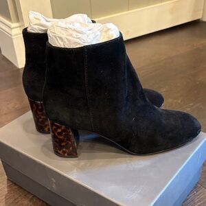 Ann Taylor Black Ankle Boots with Tortoise Heel